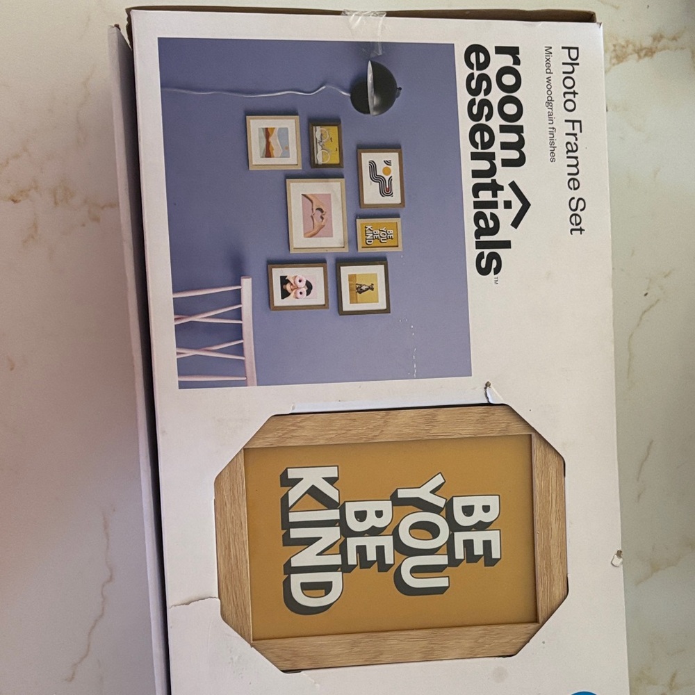 Room Essentials Natural Wood Frame Set with Motivational Print